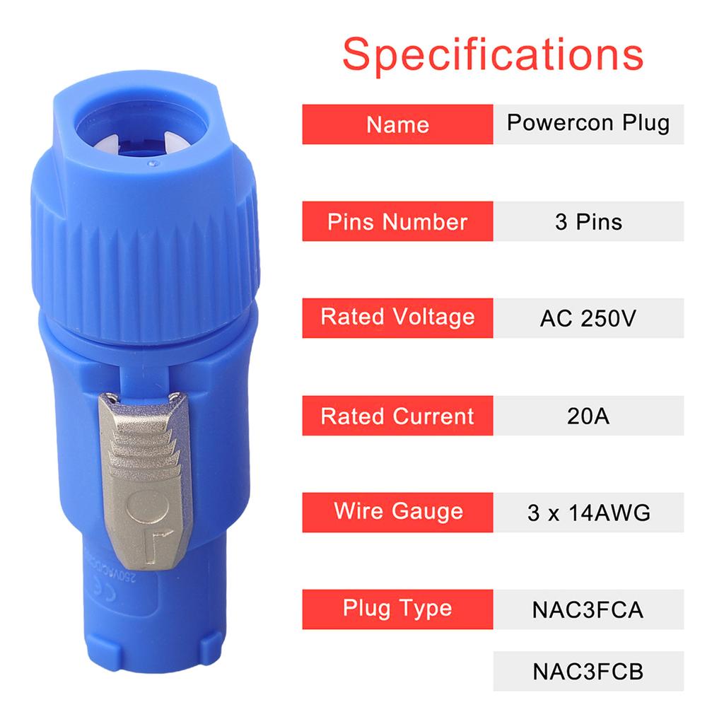 10PCS 3-Pin Power Con Connector Male Speaker Plug 3-Pin Chassis Adapter Male Power Connector 20A 250V AC Power Plug