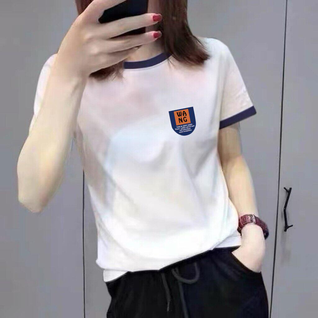 New 2026 Cartoon Rabbit Print Color Block Collar Short Sleeve Women's Slimming Age-Reducing Top