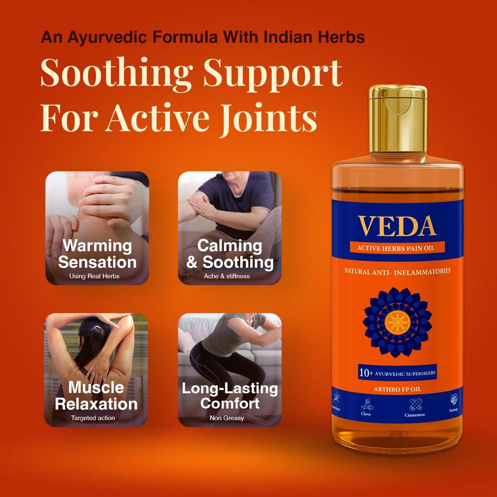 Active Herbs Pain Oil | Ayurvedic Relief from Joint, Muscle & Back Pain | Eucalyptus & 12 Powerful Herbs