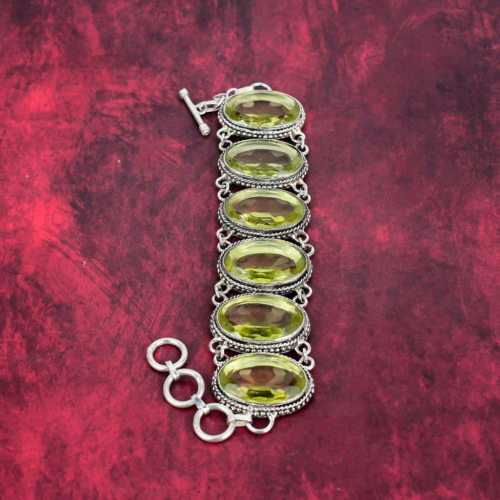 Lemon Topaz Gemstone 925 Solid Sterling Silver Jewelry Bracelet, Handmade Silver Jewelry For Her, Beauteous Topaz Bracelet Jewelry For Women