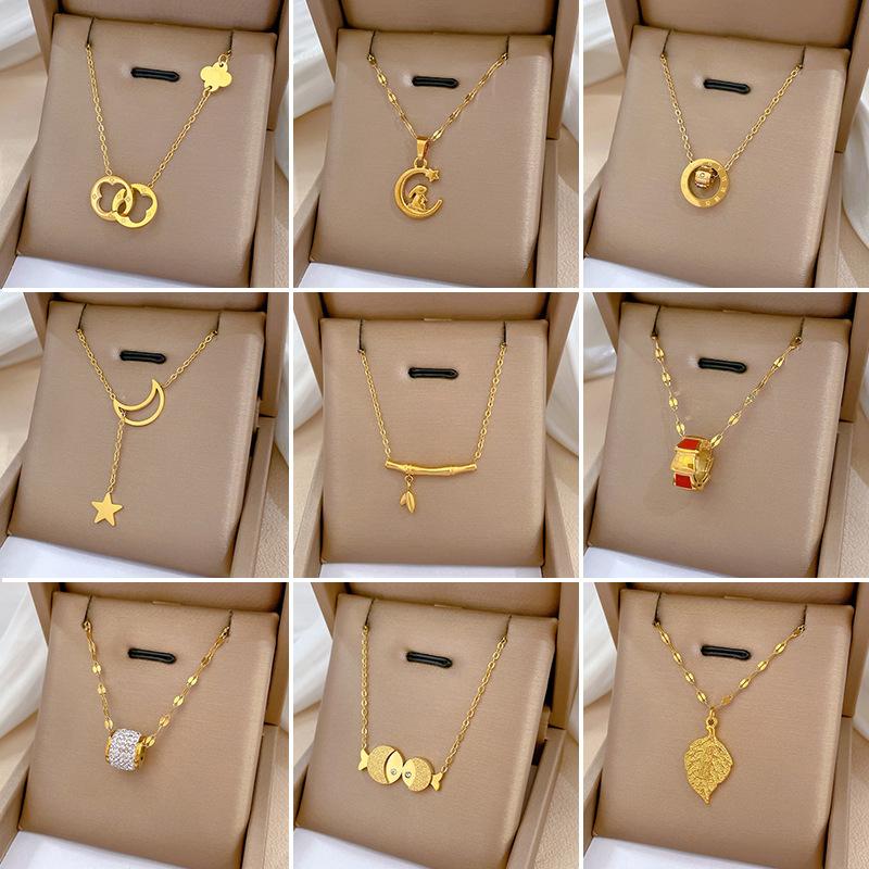 Geometric Animal Temperament Personality Minimalist Wind Furnace Real Gold Necklace Female Collarbone Chain