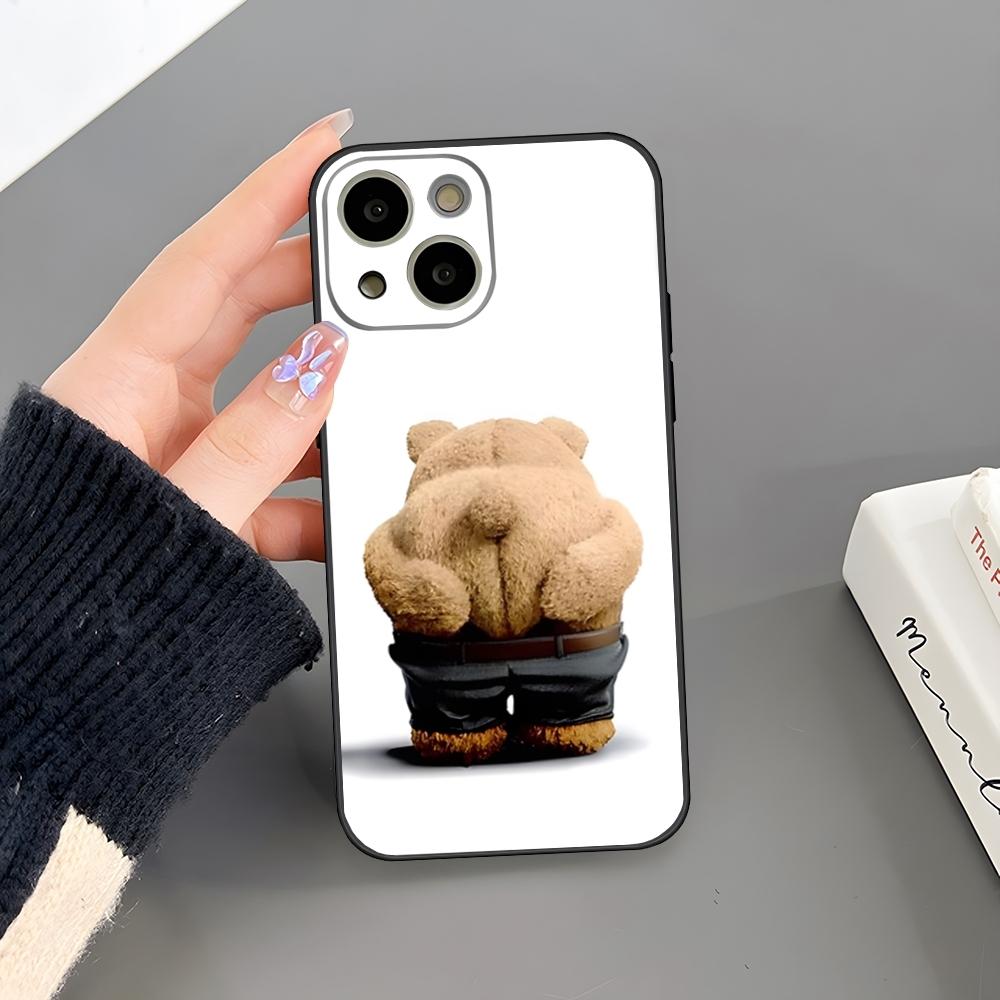 Cartoon Teddy Bear Phone Case For Iphone 15 Pro Max 14 Pro 16 Plus 12 13 11 Xr X Xs 8 7 Plus Silicone Back Cover