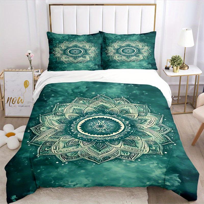 3pcs Mandala Lotus Soft Comfortable Bedding set, For Bedroom, Guest Room And Dorm, All - Season Use, High-Definition Printing127