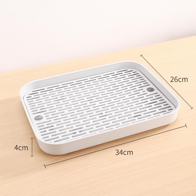 Household Drain Tray Double-Layer Plastic Tea Tray Simple Fruit Tray Rectangular Shelf Tea Set Storage Rack Water Filtration