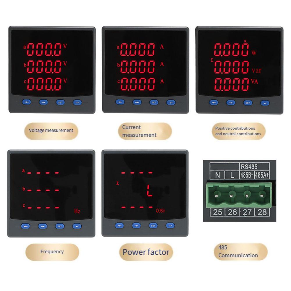 

96x96mm Three-Phase Intelligent Digital Meter with 0.5S Accuracy RS485 Communication for Power Factor Frequency Harmonics China Mainland