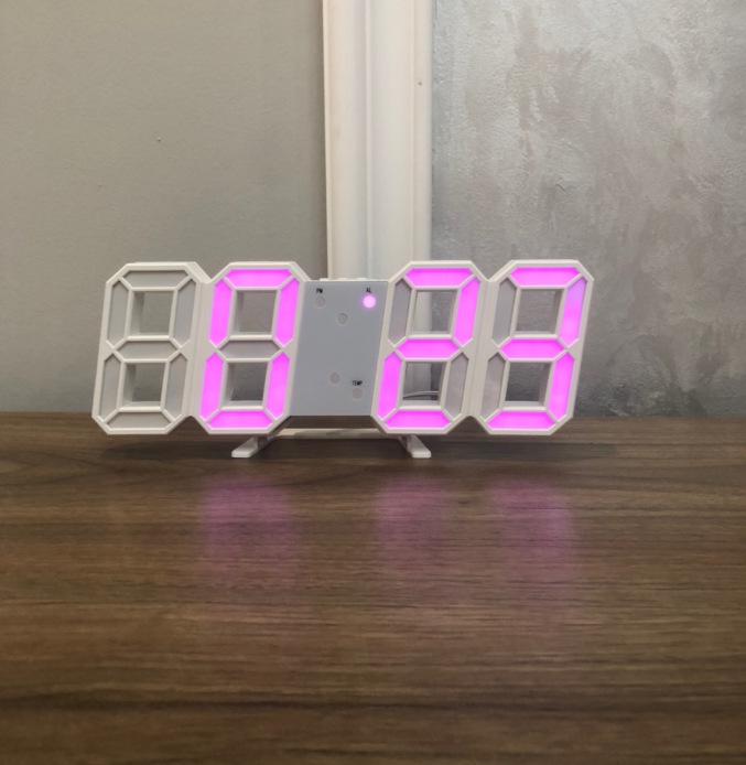 3D Smart Stereo LED Alarm Clock with Voice Control - Korean Style Wall & Table Clock