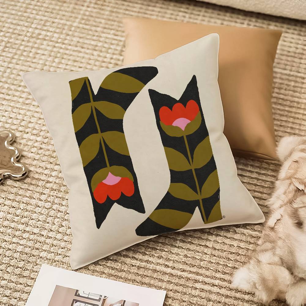 Decorative botanical print Pillow Case Anti-dustmite Invisible zipper Sofa Bed