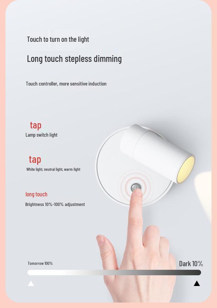 Wireless Magnetic Wall Light: Cord-Free Spotlight & Atmosphere Light for Bedroom and Picture Lighting