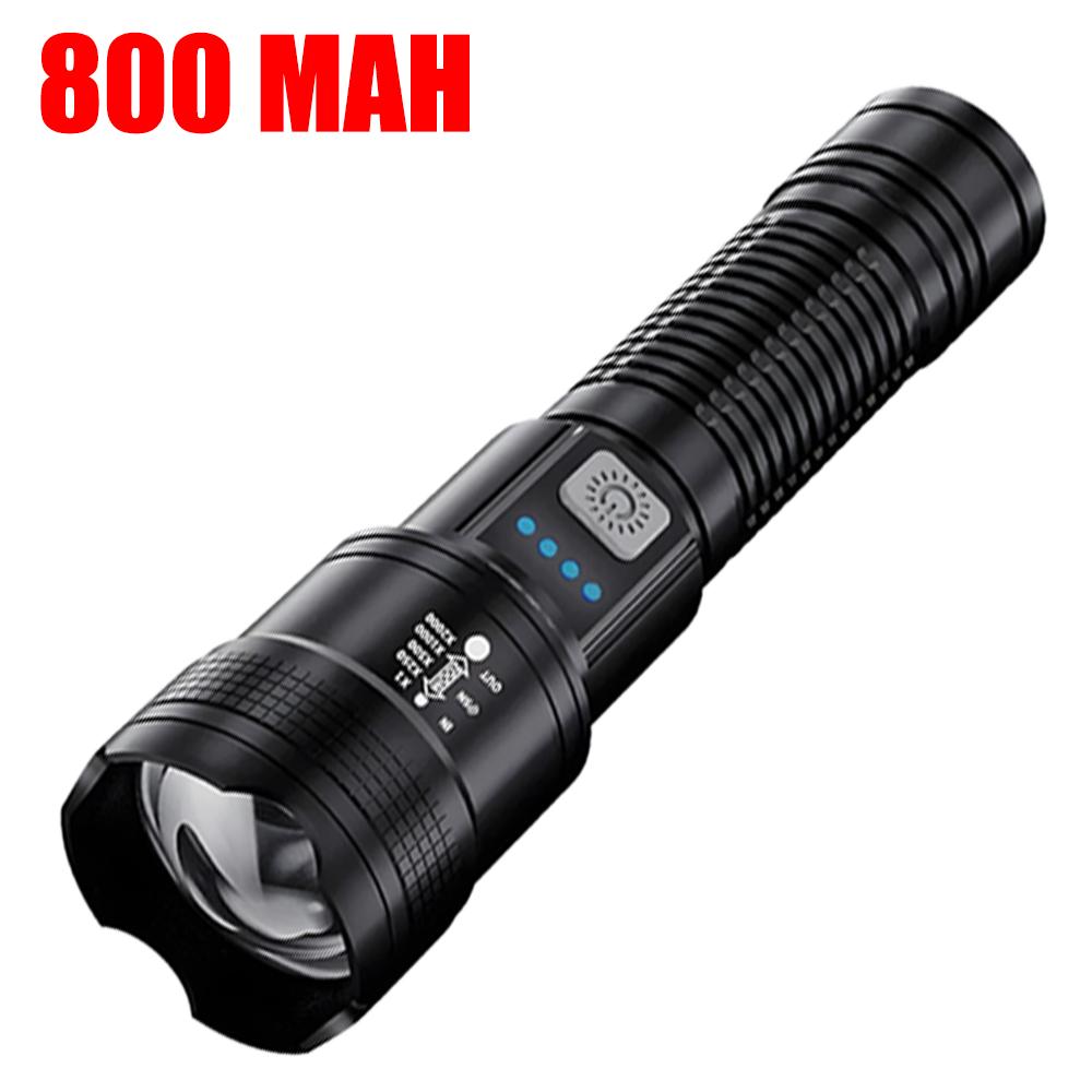 Powerful LED Strong Light Flashlights USB Rechargeable Tactical Zoom Torch with Built-in Battery Outdoor Camping Hunting Lantern