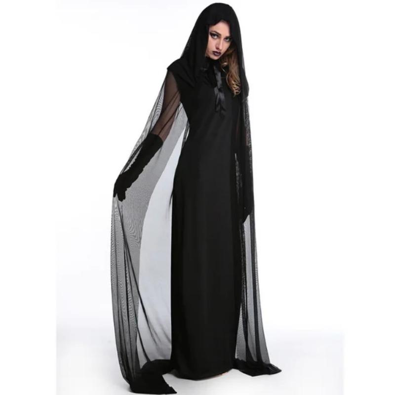 Women Vampire Day Of The Dead Witch Gothic Bride Scary Costumes Halloween Dresses Carnival Party Horror Devil Spooky Fancy Cloak