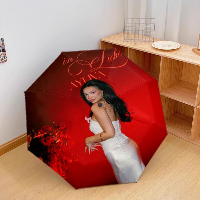 1pc Ayliva Pattern Umbrella Portable Folding Umbrella Iron Frame Hole Bone Structure Outdoor Home Umbrella