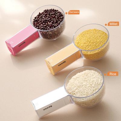 Graduated Spoon with Insect-Proof Storage Box Removable Handle Transparent Measuring Spoon 40ml-160ml Food-Grade Kitchen Tool for Rice Noodles Cooking