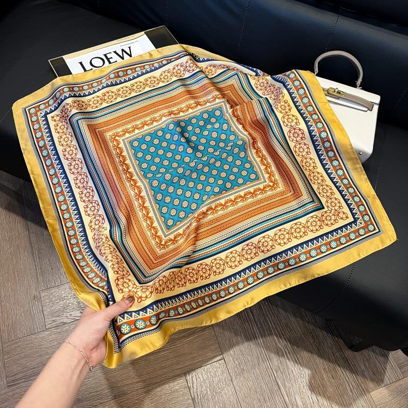 Silk scarf 71 * 71 imitation silk square scarf Korean atmosphere neck silk scarf flower pattern flower polka dot scarf