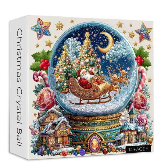 Christmas Crystal Ball Jigsaw Puzzle Santa Snow Village Scene 1000 Pieces Adults Cardboard Puzzle Family Game Home Decor