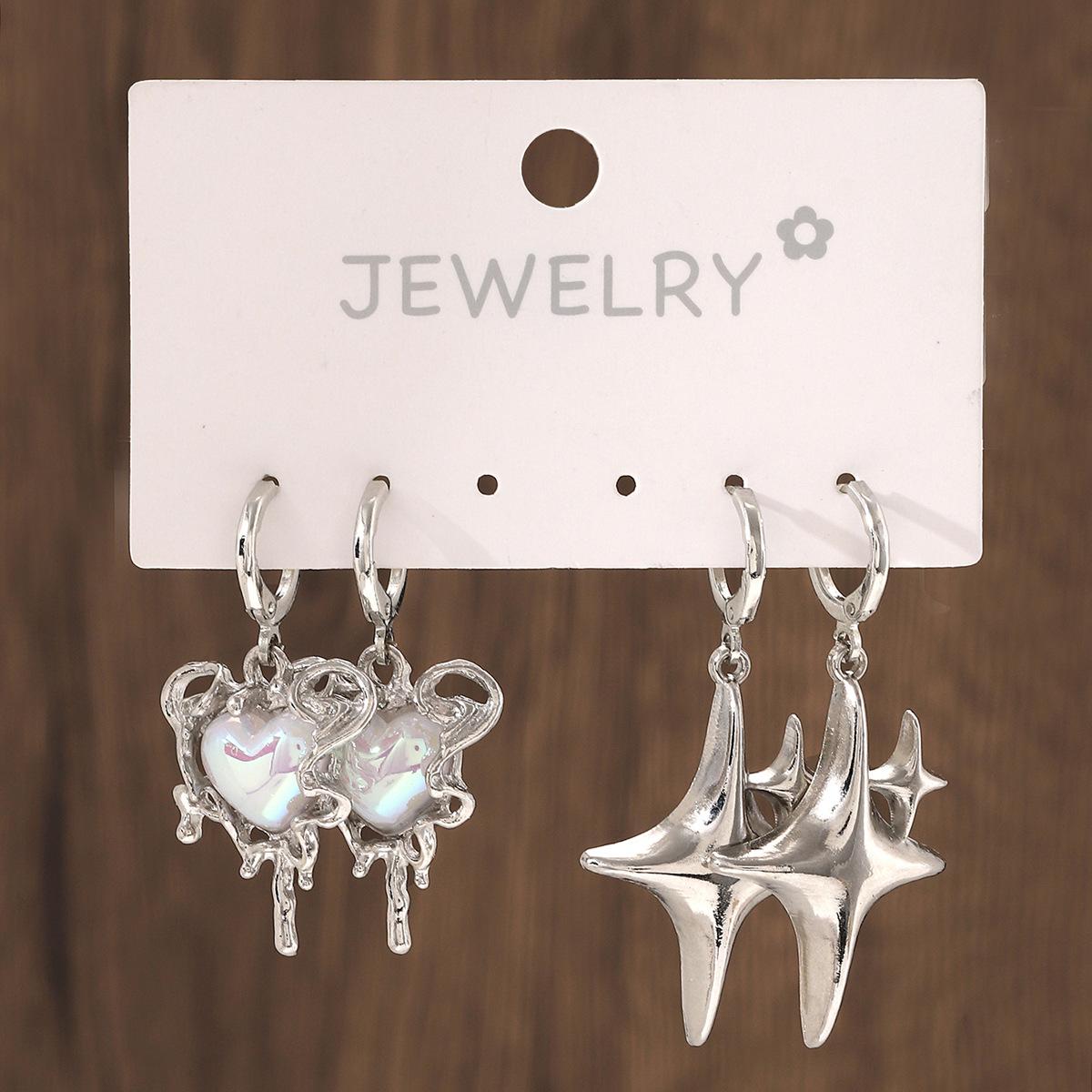 Summer hot-selling European and American yk style earrings, star love styling trend personalized earrings women серебряный