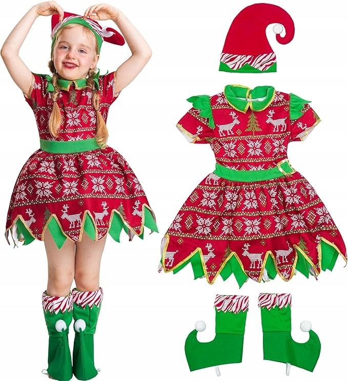 Santa Claus elf costume Christmas carnival disguise 8-10 years old ikali