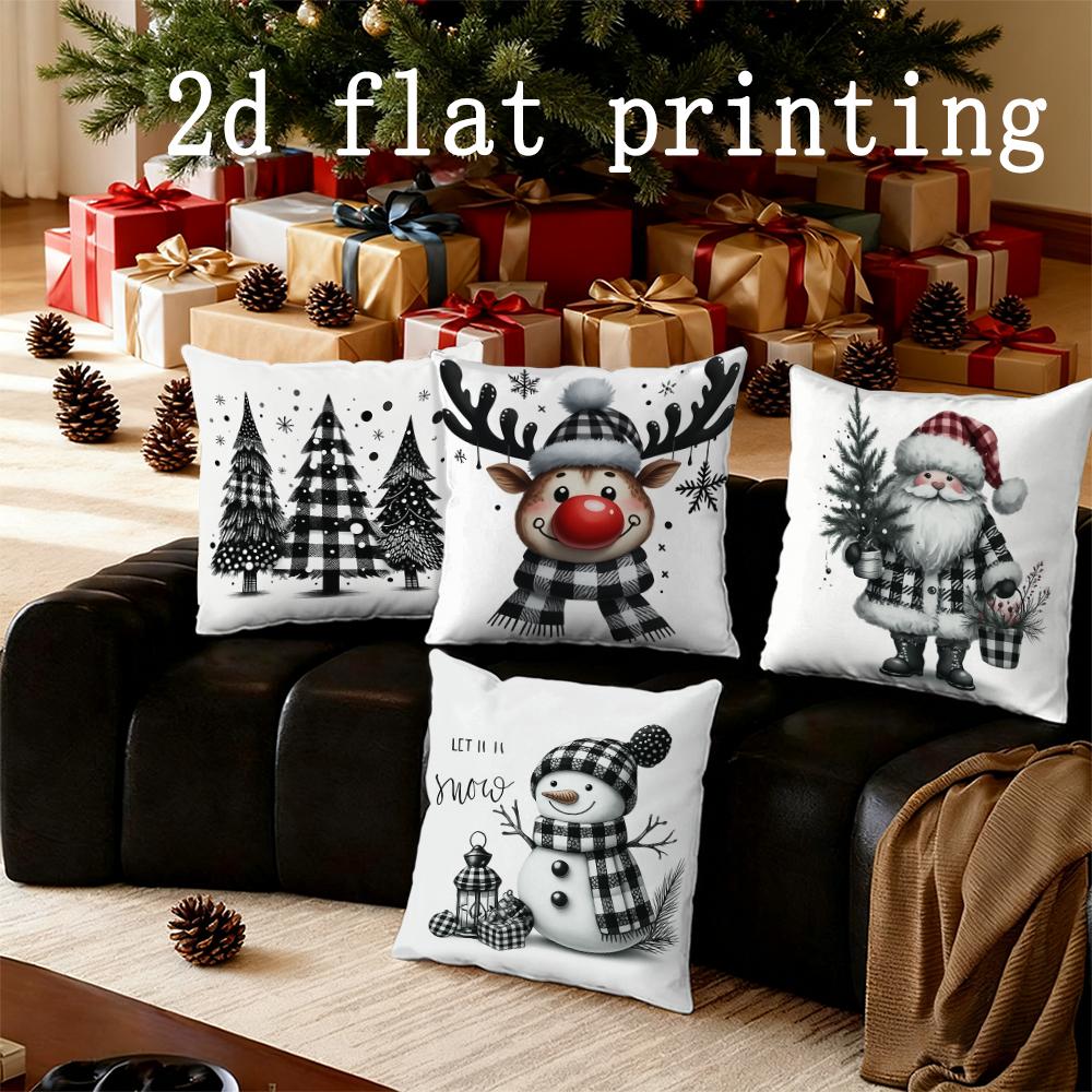 Home Decor Christmas-Themed Pillow Covers Design Suitable For Sofa Bedroom Car Pillow Cover Cushion Rectangular Back Cushion