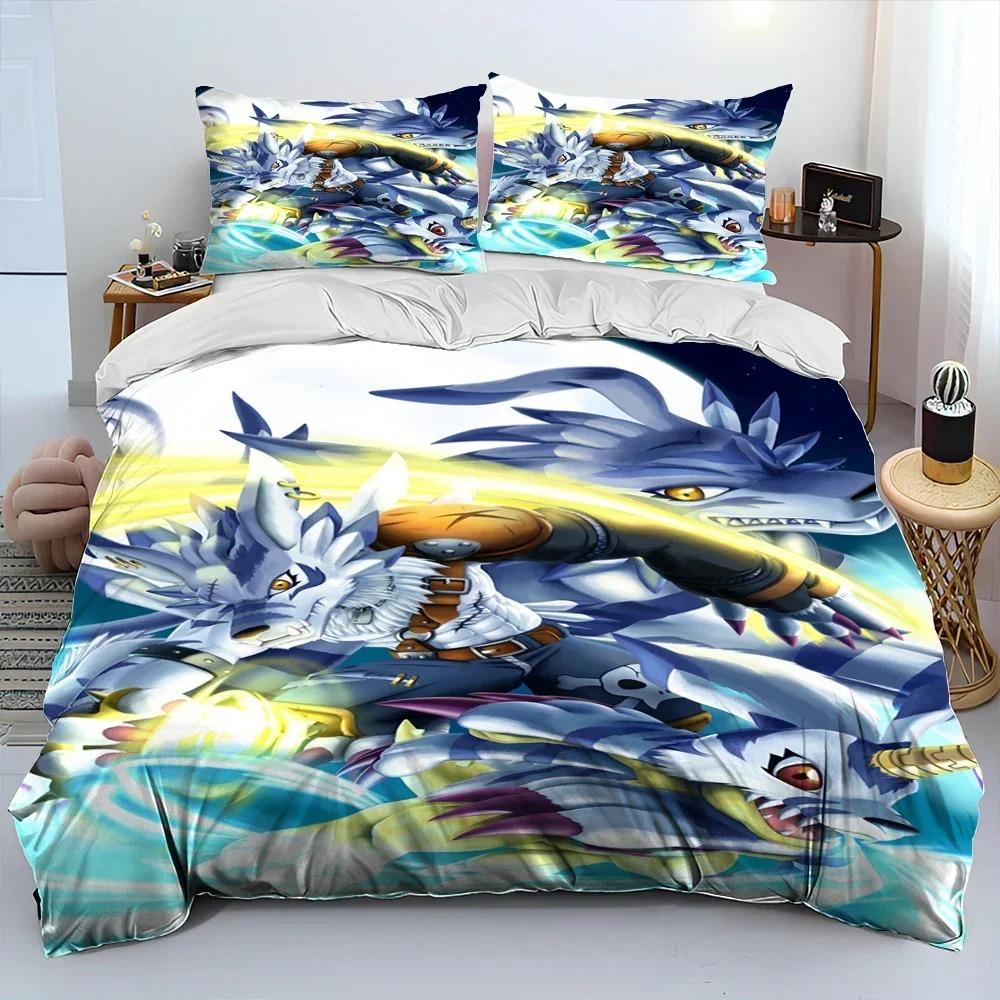 Digimon Adventure Monster Cartoon Bedding Set 3D Printed Suitable For Bedroom Duvet Cover Set With Pillowcases Kids Home Textile