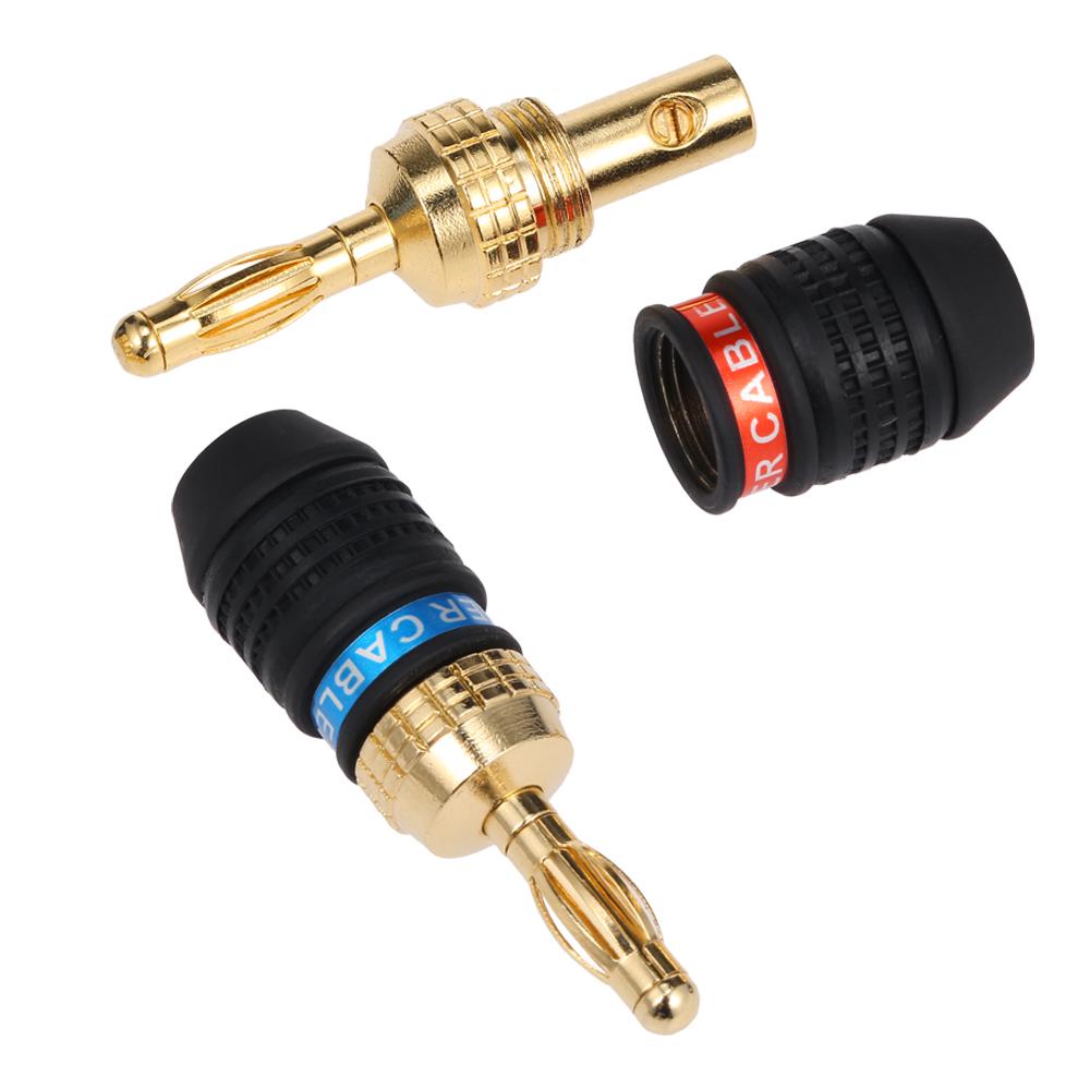 Banana Plug Red & Black Connector Speaker Corrosion-Resistant Banana Connector Left and Right Channels for Video Amplifier Speaker Cable