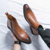 Fashion New Winter Fashion Chelsea Ankle Boots Men's Black Brown Pointed Slip On Casual Shoes Luxury Brand High-tops Zapatos Hombre