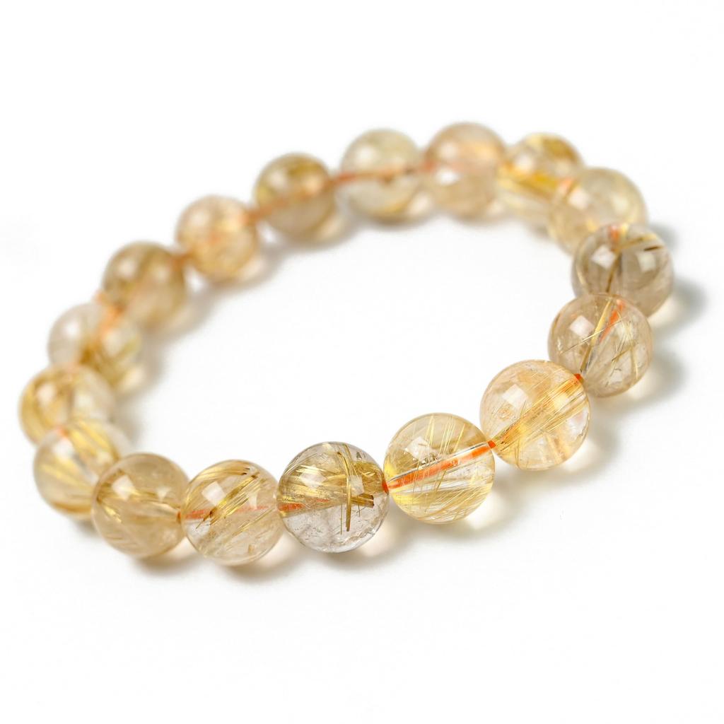 Jewelry Town Shosenkyo Rutilated Quartz 17cm Inner Power Stone for Good and Work [Eigado] Bracelet, 12.5mm Beads, Diameter, Fortune, Money,