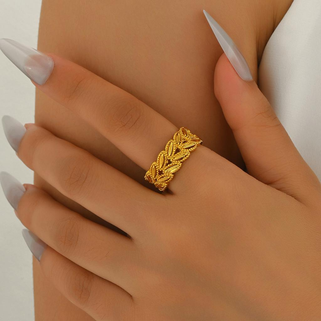 Gold Color Exaggerated Metal Flower Rings for Women Men Hiphop Cool Geometric Opening Rings All Saints' Day  Accessories