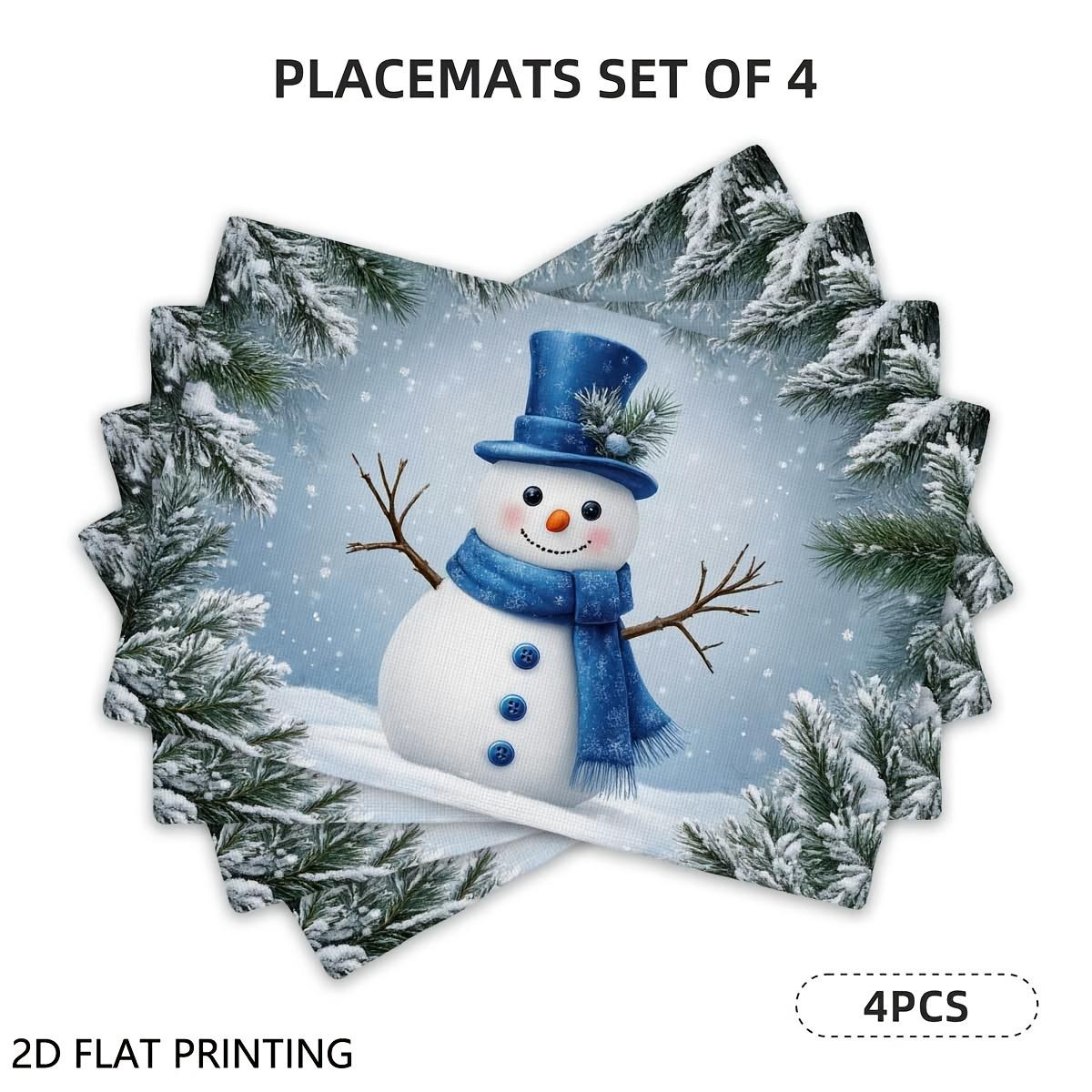 4pcs/6pcs,Christmas Placemats for Dining Table, Winter Snowman Placemats for Dining Table, Suitable for Seasonal Daily Holiday 30x45cm-6PC