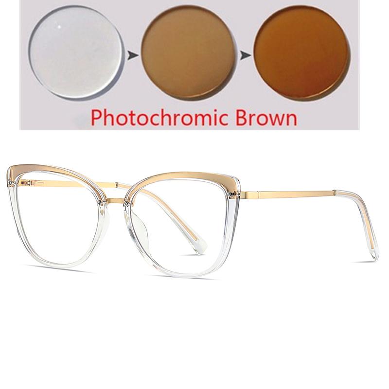 Transparent Blue Frame Cat Eye Myopia Glasses Women Anti Blue Rays Student Prescription Spectacles Diopter 0 -0.5 -0.75 To -6.0