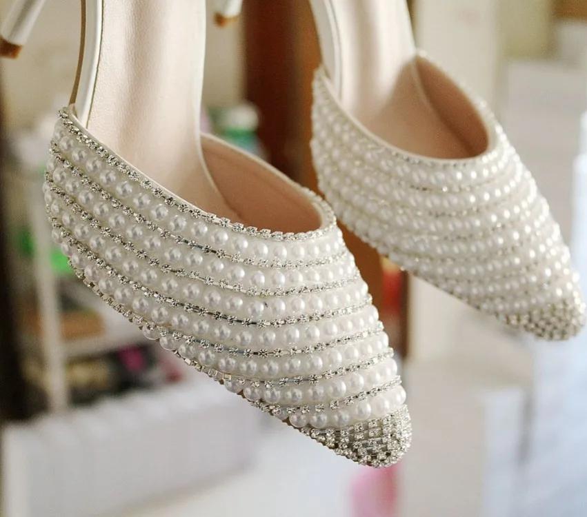Fashion New Gold Rhinestone String Bead Tassel High-heel Sandals Sweet Girl Take Wedding Photographs  Stage Performance High Heels Shose