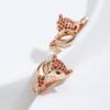 Classic Fox Earrings For Women  Rose Gold Color With Red Natural Zircon High Quality Daily Fine Animal Jewelry
