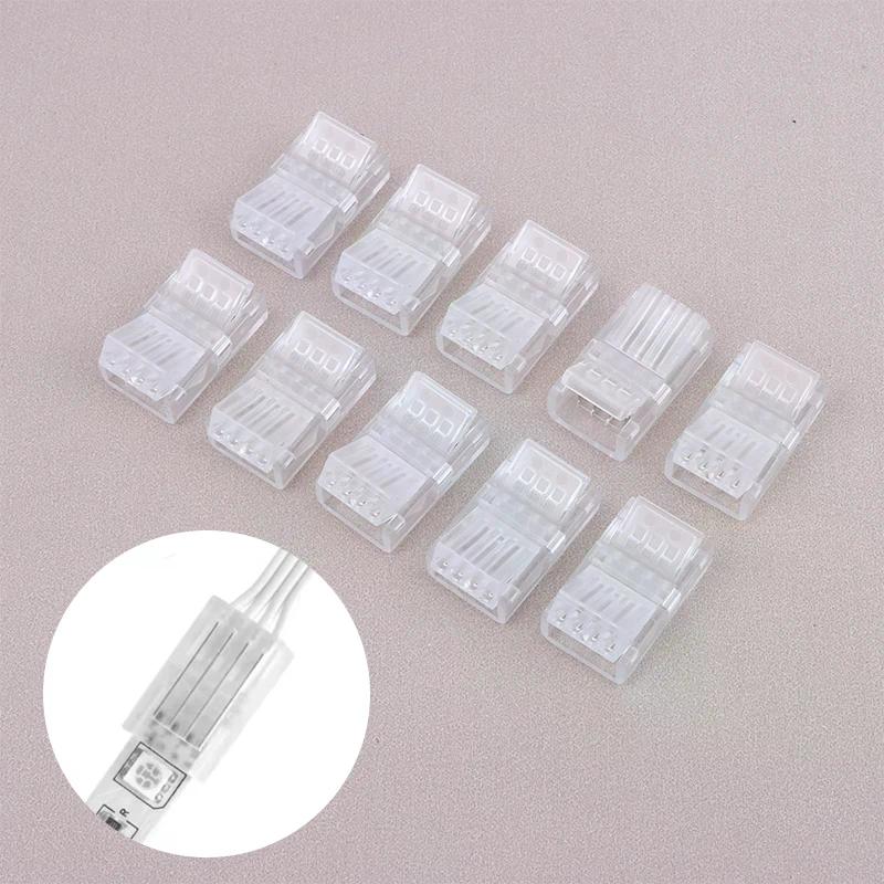 5/10/15Pcs 4Pin Solderless RGB LED Strip Connectors 10mm Quick Adapters For 5050 Multi-Color Track Lighting