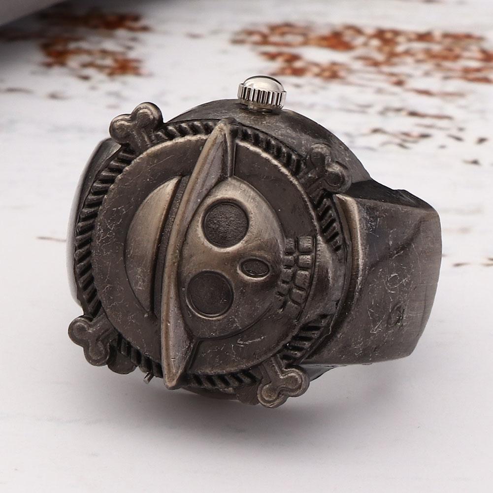 Finger Ring Watch Flip Up Cover Finger Quartz Ring Watch for Unisex Students(Black )