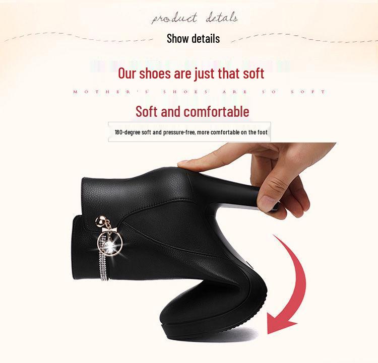 Damen Herbst/Winter Stiletto Stiefeletten - Hohe Absätze, Bequeme Passform, Mit Samt gefüttert, Dicke Sohle.