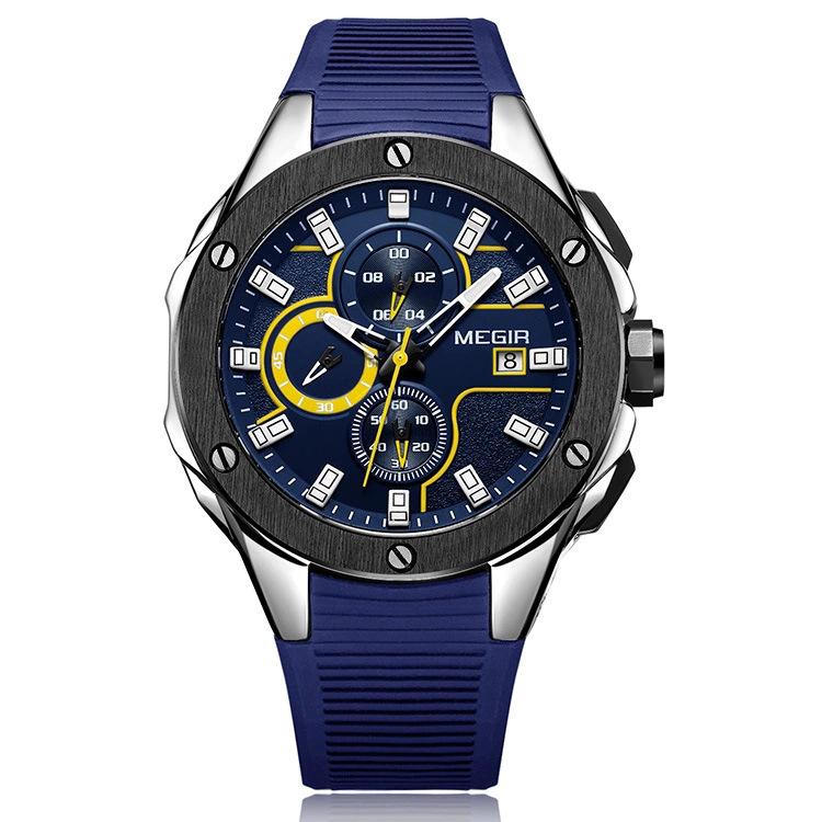 Multifunctional Timing Watch Men S Sports Silicone Quartz Watch Men S 2053G