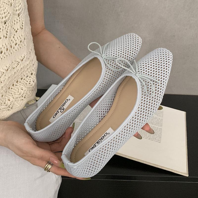 Fashion Luxury Footwear Mesh Ladies Flats Slip On Shoes Female Shallow Fashion Butterfly-Knot Women Ballet Flats Dance Shoes New 2025
