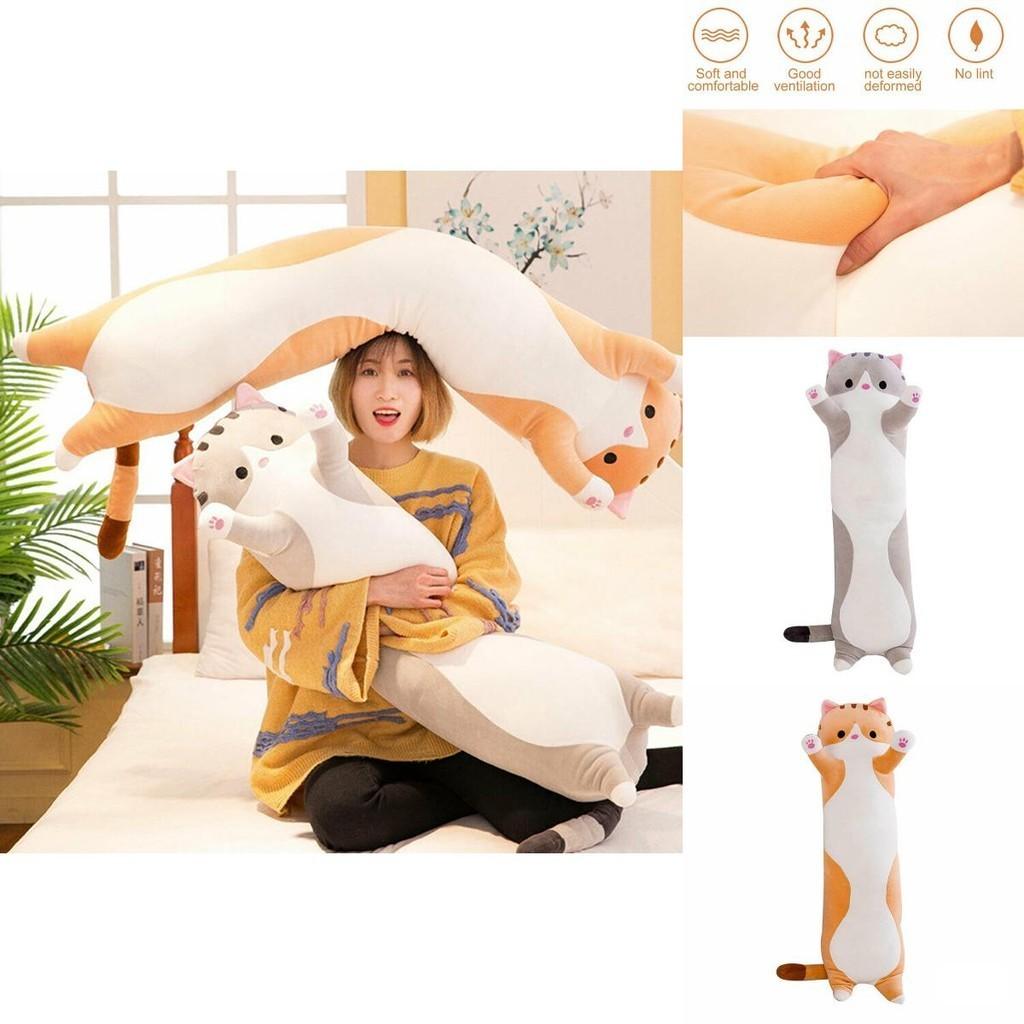 Adorable Long Cat Plush Toy Soft Stuffed Kitten Pillow Perfect For Kids Sleeping Comfort