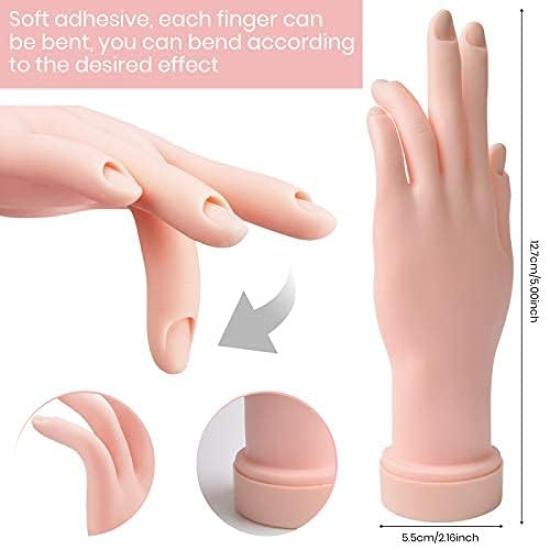 Kalolary Manicure Handübung ist geeignet für Acrylmaniküre und Manikürehände, die sich flexibel biegen lassen. Sie wird mit 500 künstlichen Nägeln und einem