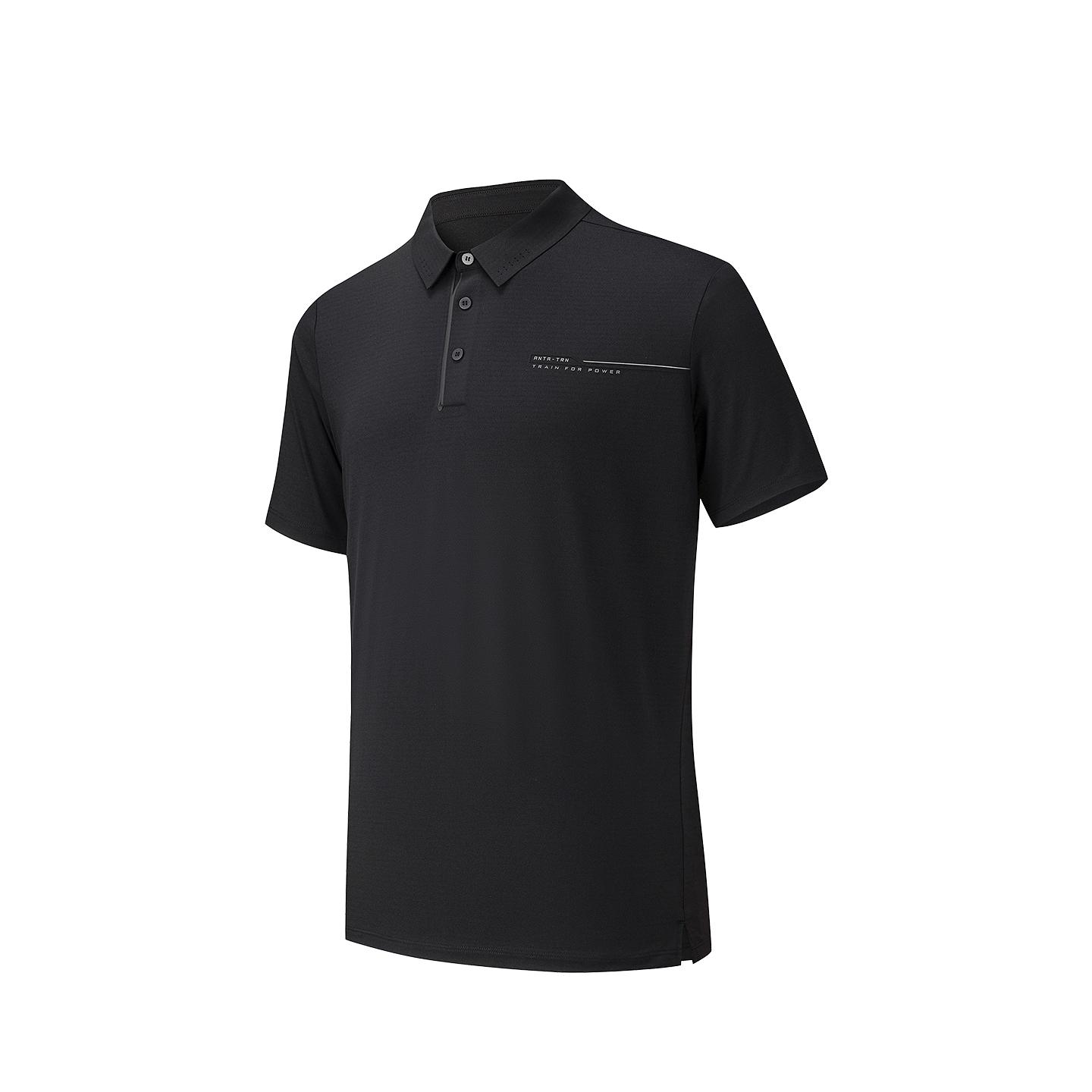 Anta Training Series Short Sleeve Polo Shirt Summer 2026 Men tops Basic-Black 952627117-4