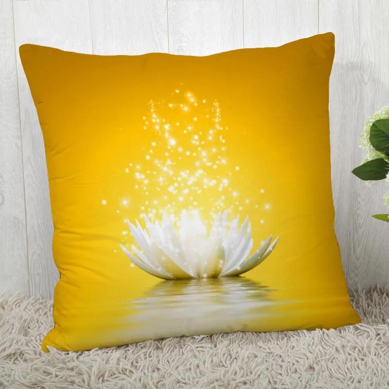 New Lotus Pillow Cover Bedroom Home Office Decorative Flowers Pillowcase Square Zipper Pillow Cases Satin Soft No Fade