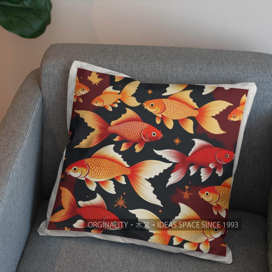 2D Colorful Clouds & Majestic Fish Pillow Cover Pattern Cushion Cover Suitable For Sofa Bedroom Car Pillow Cover