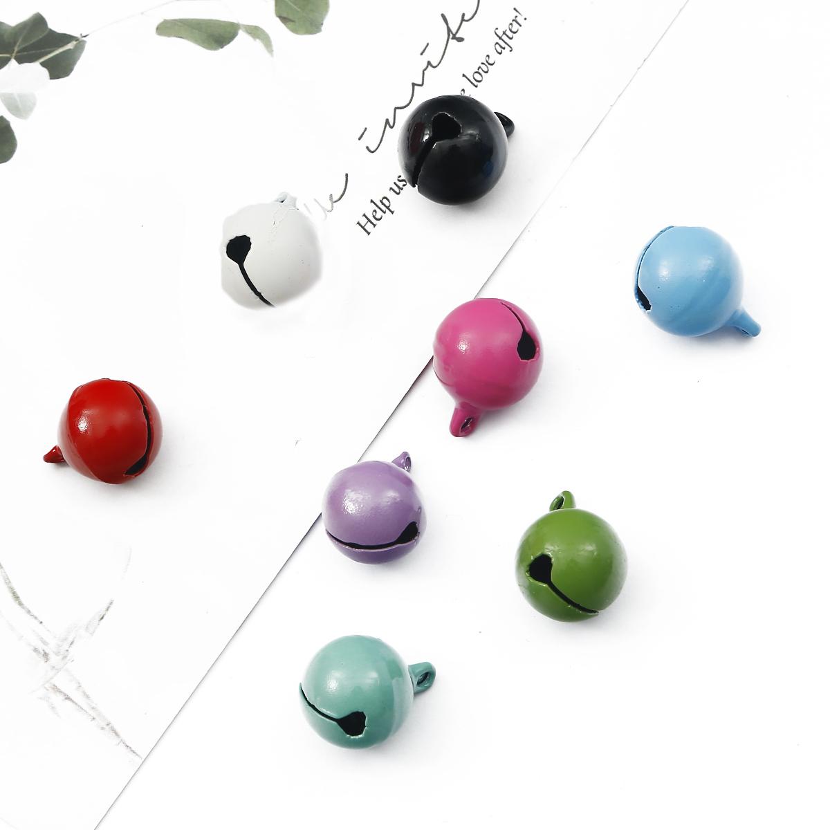 

10 шт./лот, разноцветные железные металлические бусины, колокольчики, рождественские украшения, подвески, материал, поделки, рождественские колокольчики разноцветный