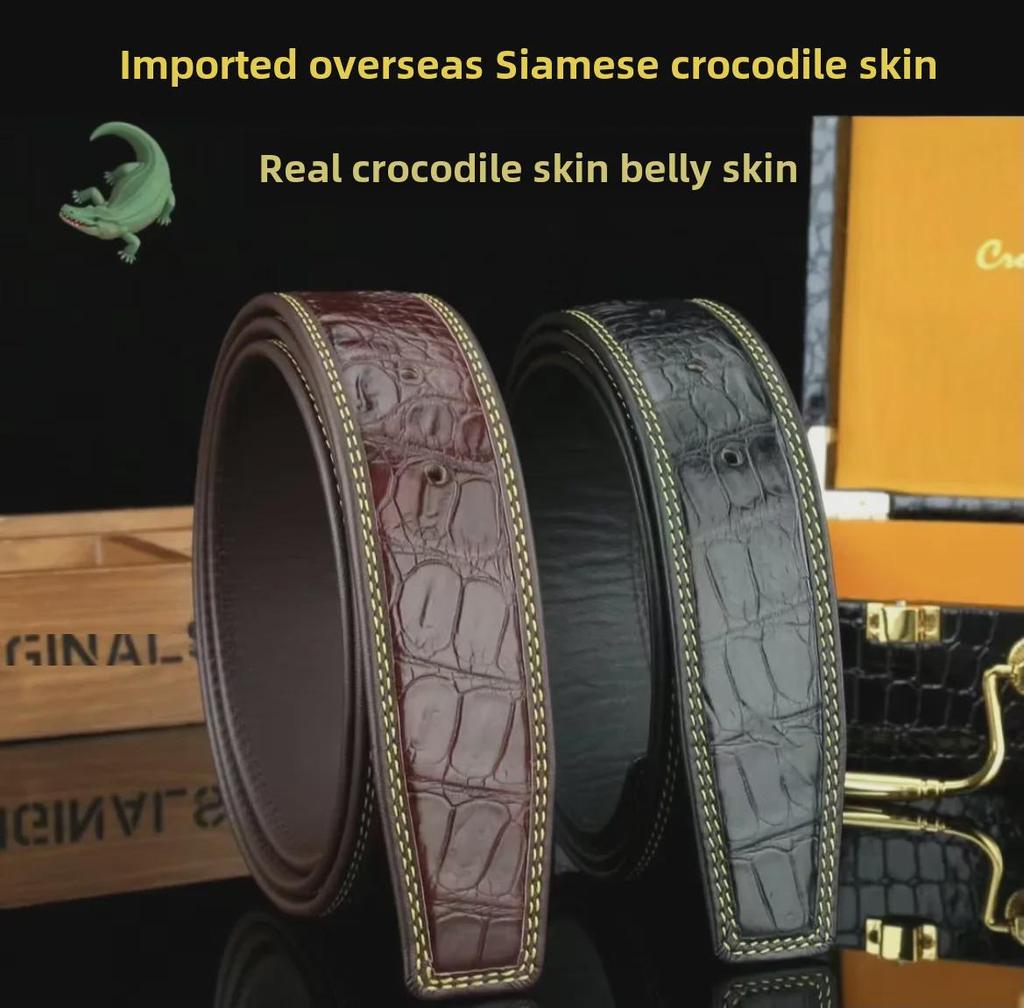 Authentic Crocodile Leather Belt - Durable, Versatile, Casual & Business, 3.8 Cm Wide