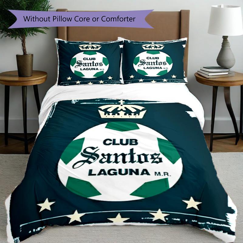 3pcs Duvet Cover Set (1*Duvet Cover + 2*Pillowcase, Without Core), Club Santos Laguna Print Bedding Set, Bedroom Decor, All‑Season, Birthday Gift