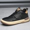 High-top Men's Shoes Cowhide European Station Trend Versatile Brown Retro Leather Velvet Casual Board Shoes Men's Cotton Shoes