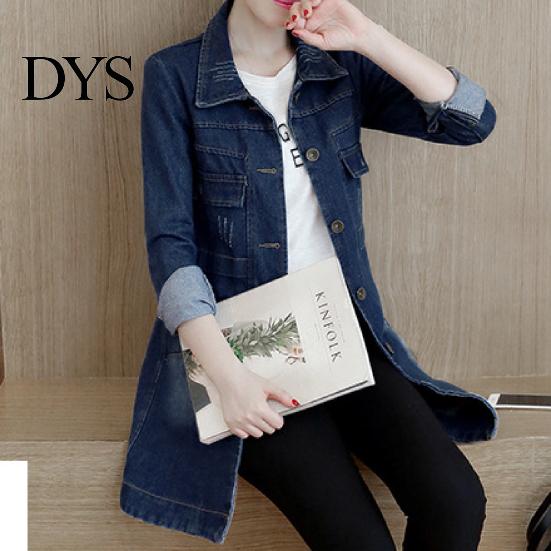 Chaqueta Cuello Solapa Bolsillos con Solapa Denim Encogimiento Ajustado Abrigo Resistente Dobladillo Irregular Largo Mujer Streetwear