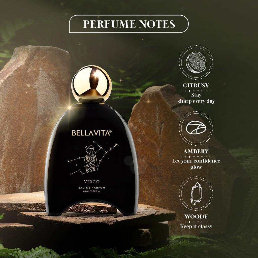 BELLAVITA Zodiac Collection Virgo | Long Lasting Perfume for Man and Woman | EDP 100ml | Grapefruit, Lavender and Patchouli