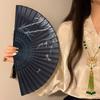 Chinese Style Bamboo Tassels Ink Wash Pattern Dance Party Show Silk Cloth Ornament Folding Fan Hanfu 9 Colors