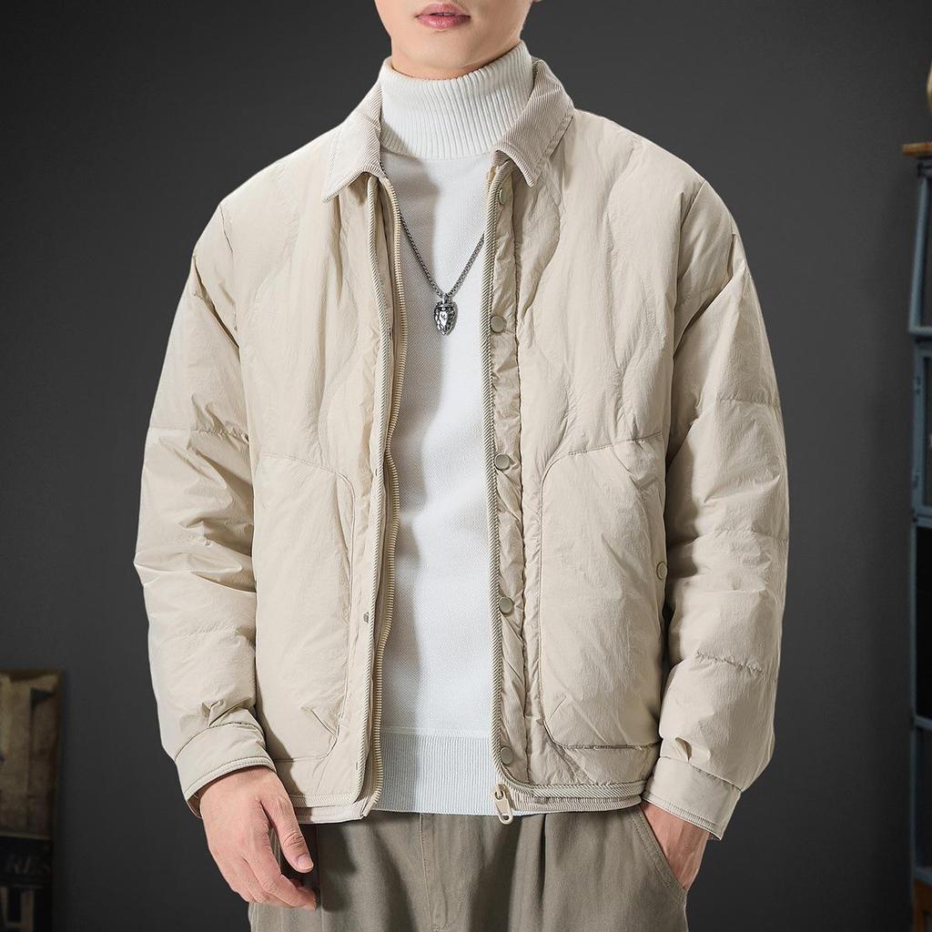 Doudoune homme rétro années 90 - Collection 2025 - Coupe tendance, chaude et ample avec revers anti-froid