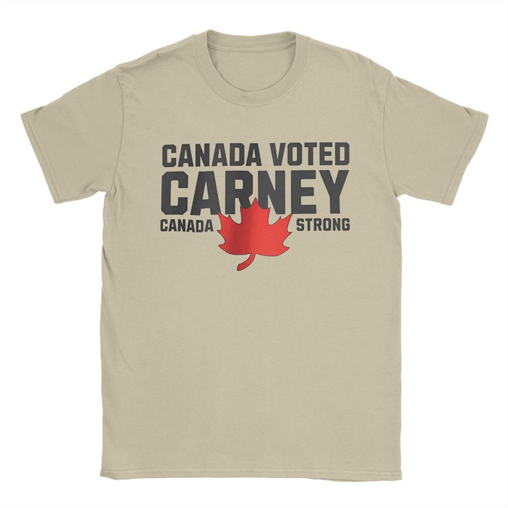 Men Mark Carney Canada Strong T Shirt Elbows Up Voted Pure Cotton Tops Novelty Short Sleeve Round Collar Tee Shirt 6XL T-Shirt