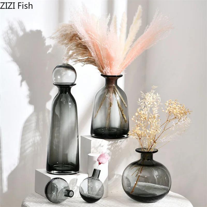 BRCreative Light Luxury Transparent Glass Vase Dining Table Aquatic Vase Decoration Nordic Home Flower Arrangement Decorative ArtEY
